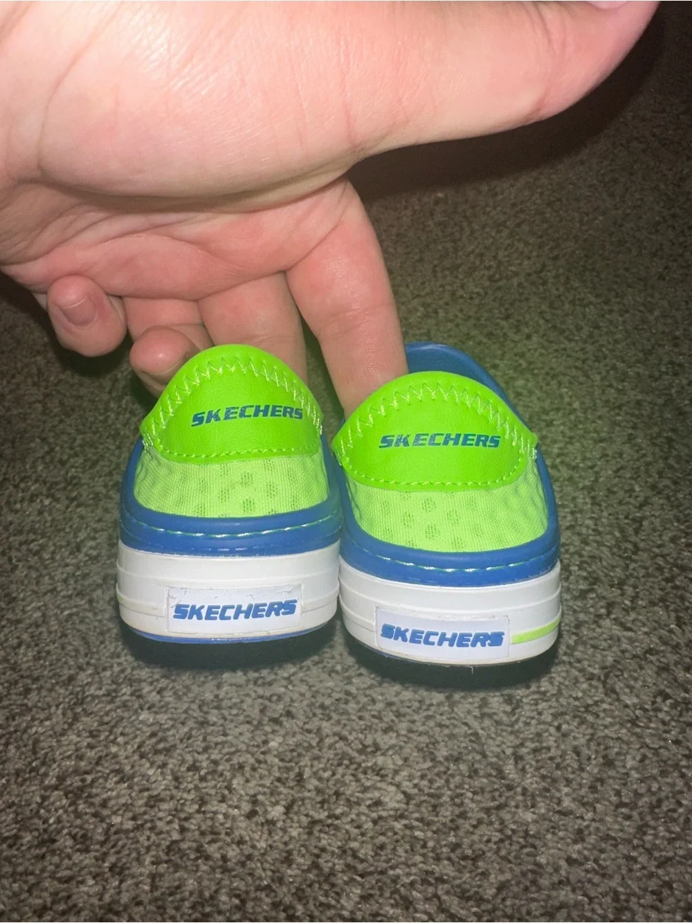 Skechers Toddler Blue Slip-On Water Shoes with Neon Green Lining